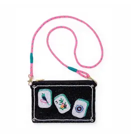 Leila Mahjong Seed Bead Clutch with Strap