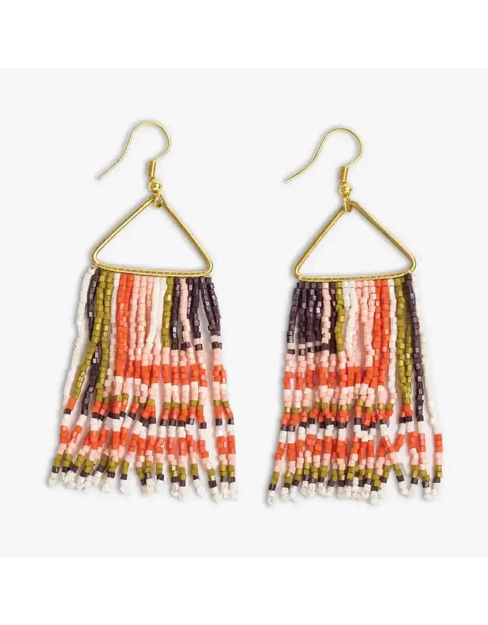Paige Ascending Blocks Beaded Fringe Earrings Jaipur