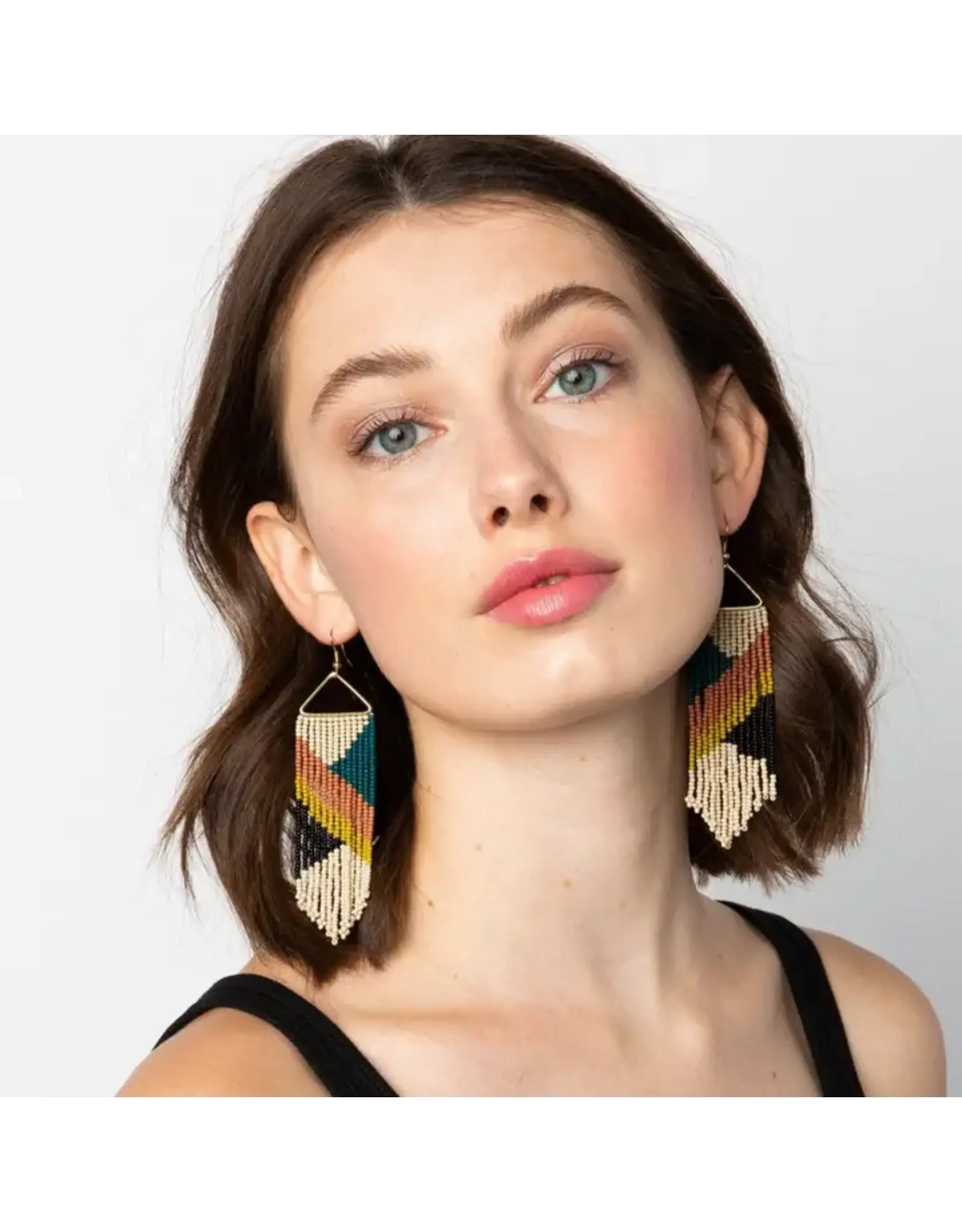 Emilie Angles Beaded Fringe Earrings Rust