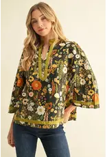 Sophia Floral 3/4 Sleeve Top