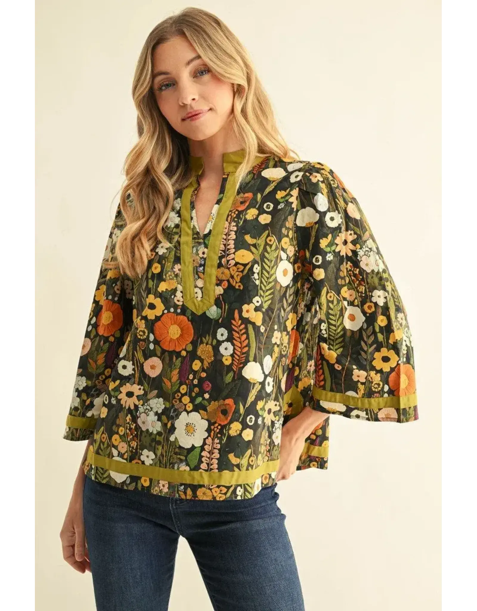 Sophia Floral 3/4 Sleeve Top