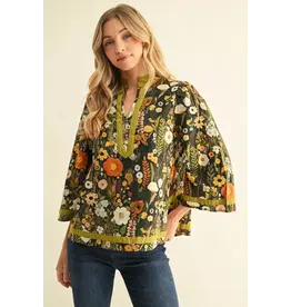 Sophia Floral 3/4 Sleeve Top