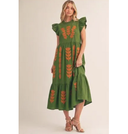 Savannah Applique Midi Dress Green