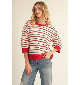 Sara Stripe 3/4 Sleeve Top