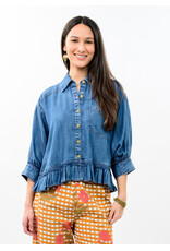 Ivy Jane Ivy Jane Denim Ruffle Peplum Jacket Indigo