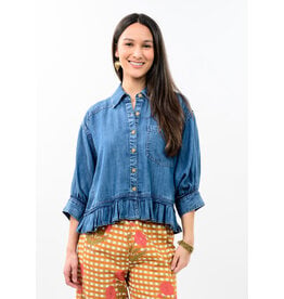 Ivy Jane Ivy Jane Denim Ruffle Peplum Jacket Indigo