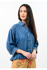 Ivy Jane Ivy Jane Denim Ruffle Peplum Jacket Indigo