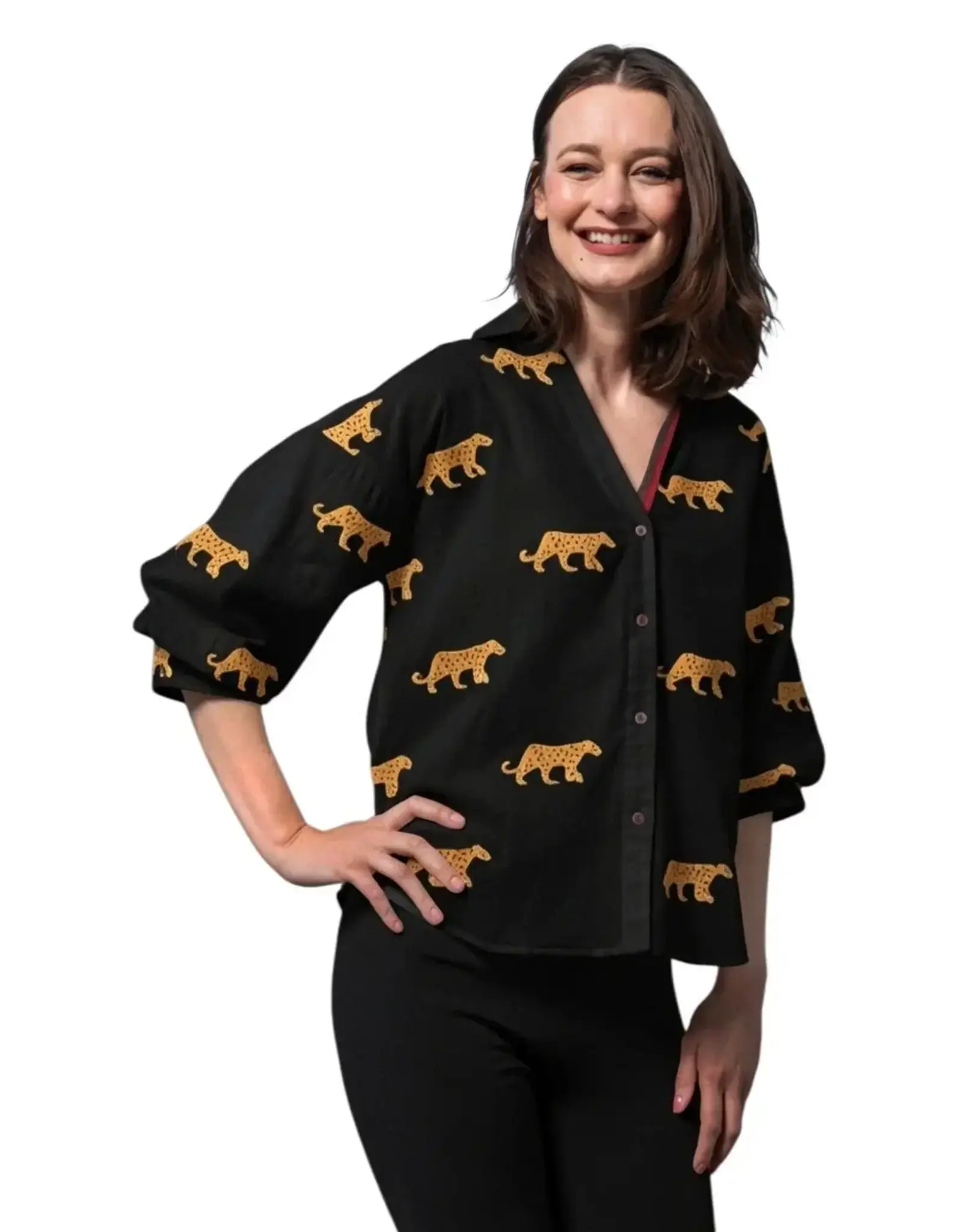 Dizzy Lizzie Milano Shirt Black Cheetahs
