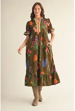 Sevyn Brown Floral Midi Dress