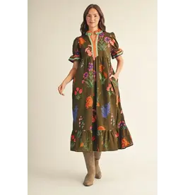 Sevyn Brown Floral Midi Dress