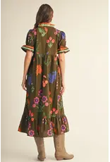 Sevyn Brown Floral Midi Dress