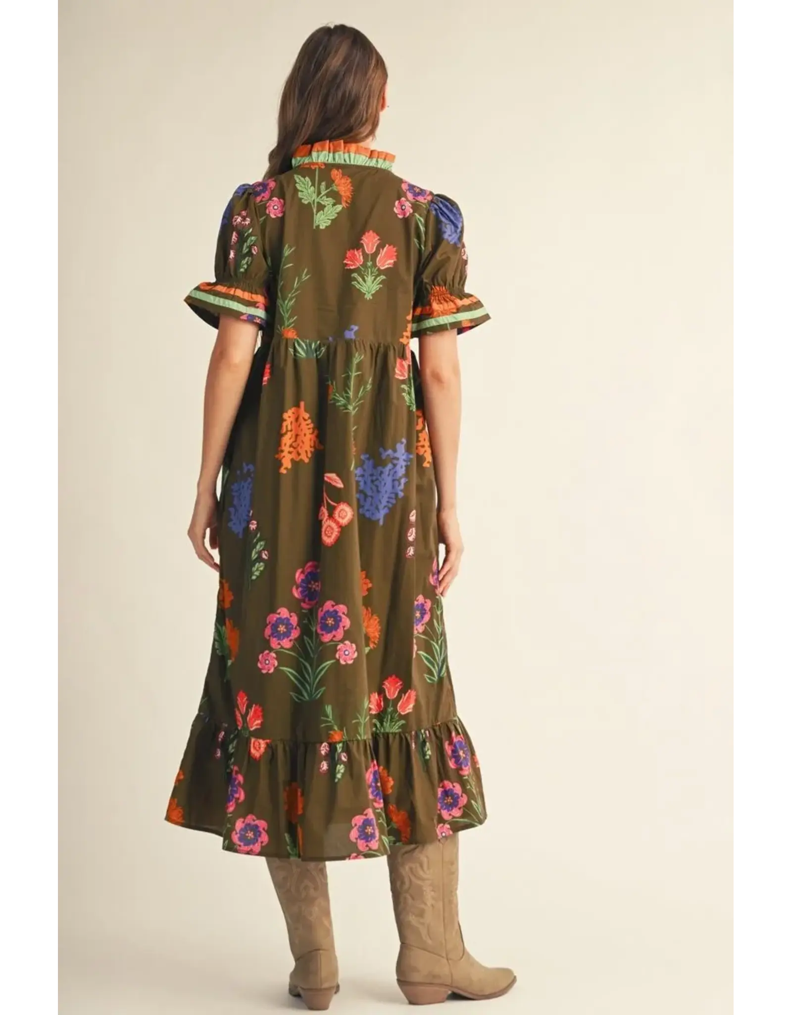 Sevyn Brown Floral Midi Dress