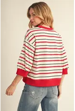 Sara Stripe 3/4 Sleeve Top