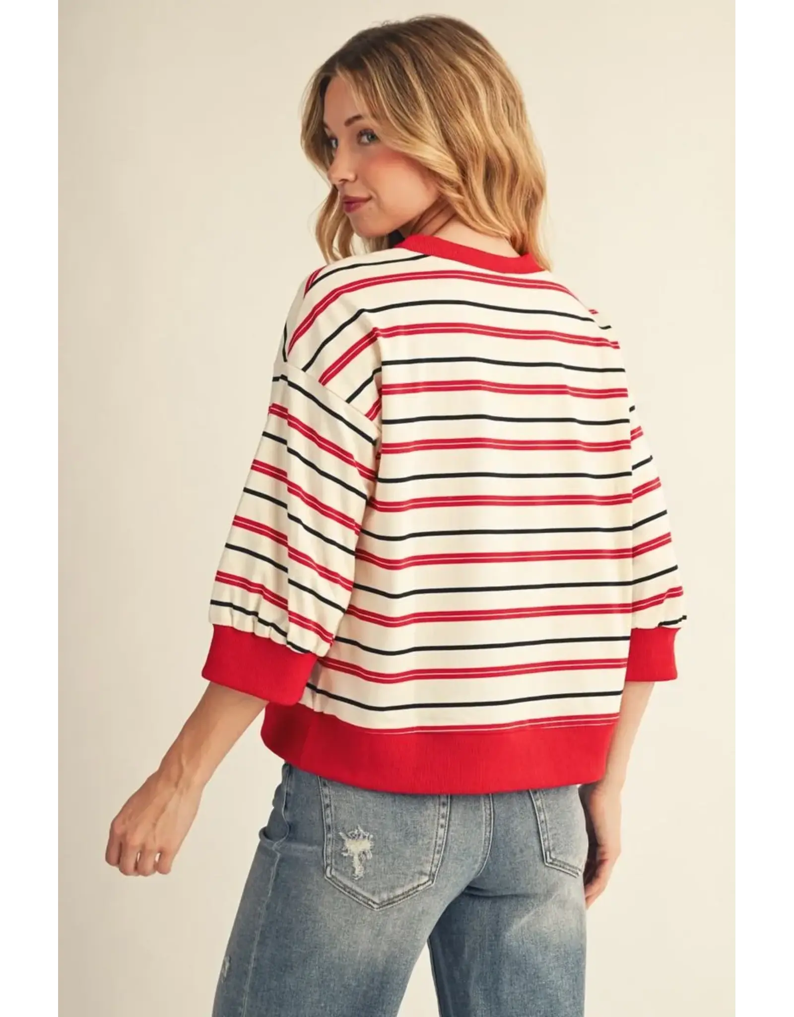 Sara Stripe 3/4 Sleeve Top
