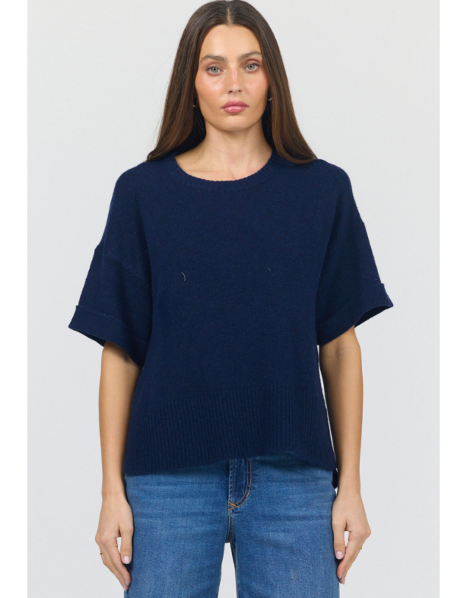 Dear John Denim Dear John Catrina Short Sleeve Sweater Black Iris