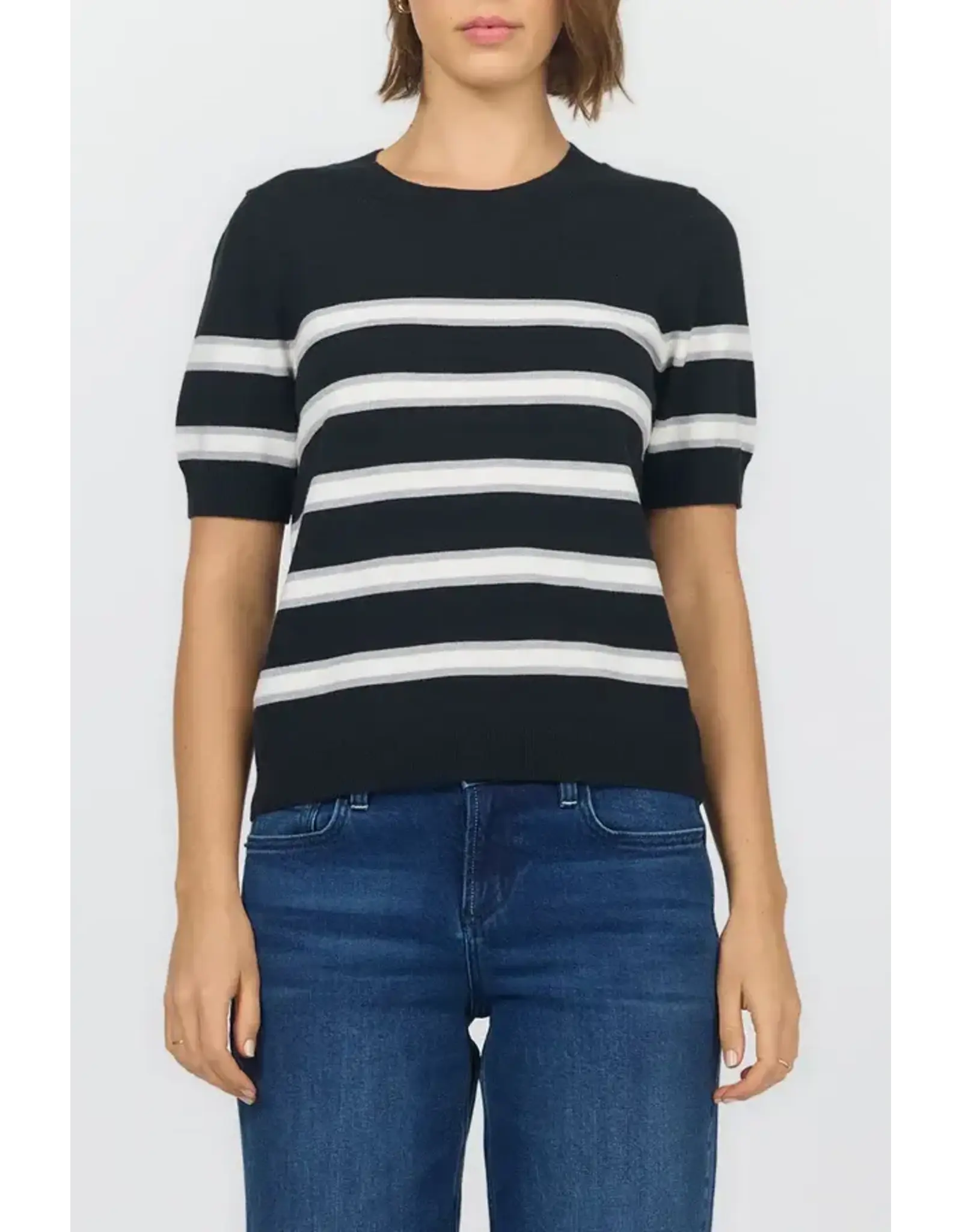 Dear John Denim Dear John Amaris Short Sleeve Sweater Black and Grey