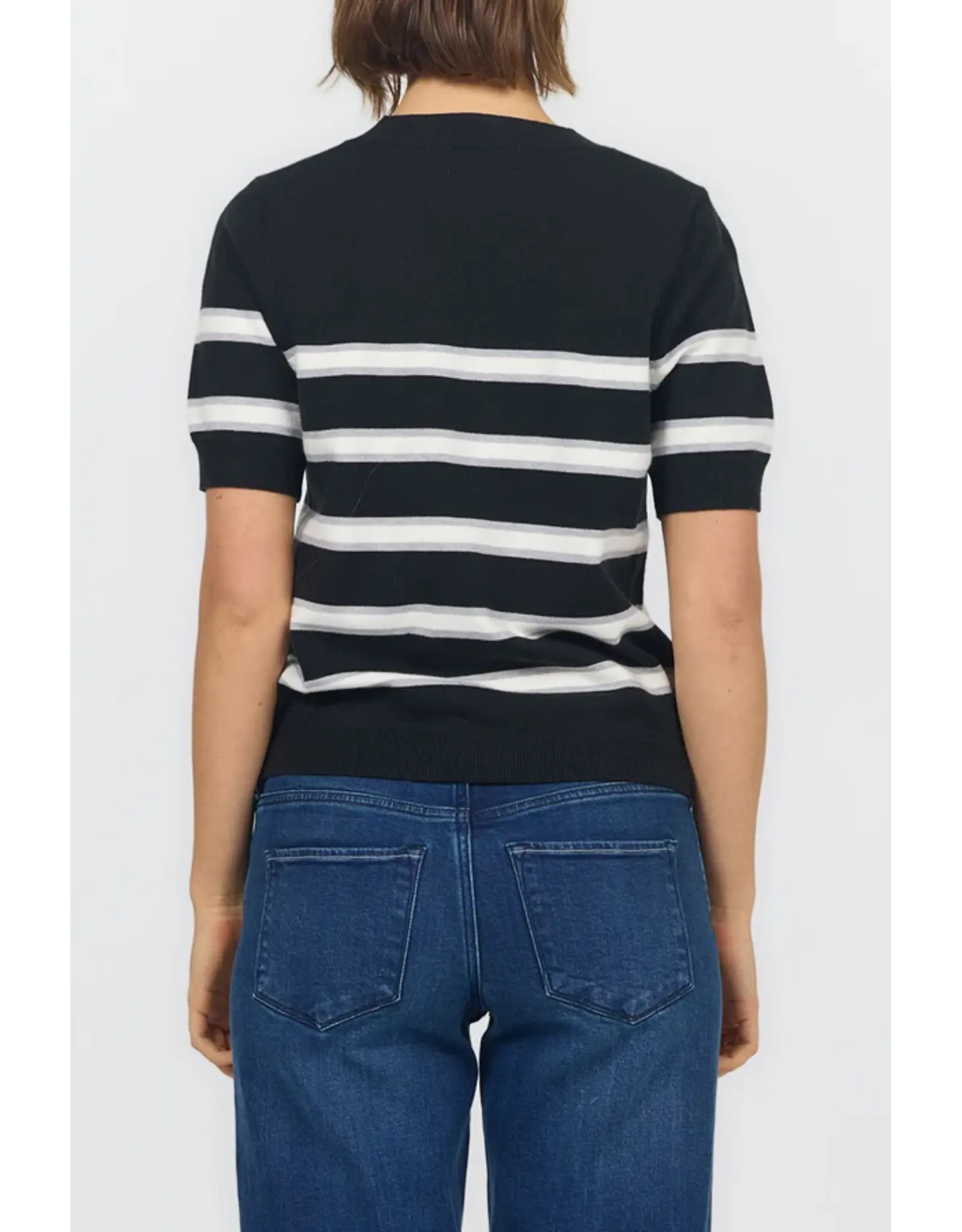 Dear John Denim Dear John Amaris Short Sleeve Sweater Black and Grey