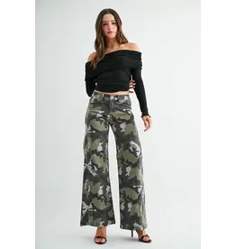 Macy Mid-Rise Wide Leg Tummy Tuck Jean Camo