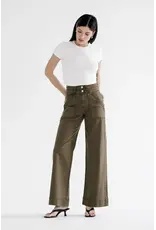 Mia Double Waistband Wide Leg Jean Fern Green