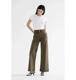 Mia Double Waistband Wide Leg Jean Fern Green