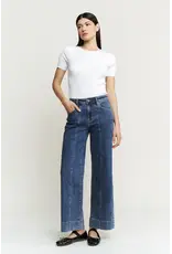 Matilda Front Seam Wide Leg Jean Selvedge Blue