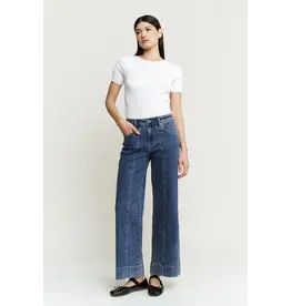 Matilda Front Seam Wide Leg Jean Selvedge Blue