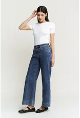 Matilda Front Seam Wide Leg Jean Selvedge Blue