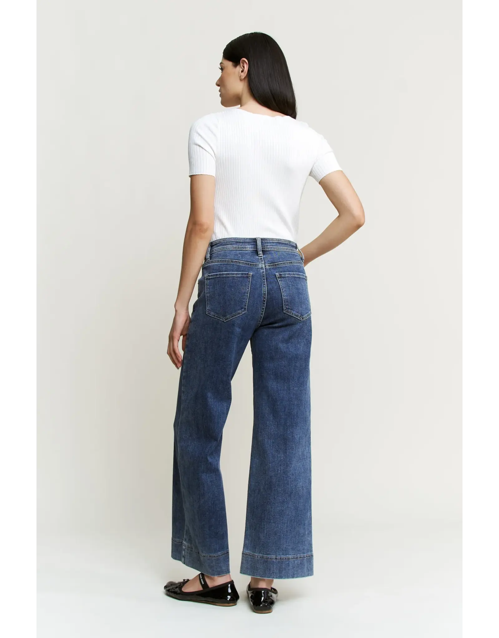 Matilda Front Seam Wide Leg Jean Selvedge Blue