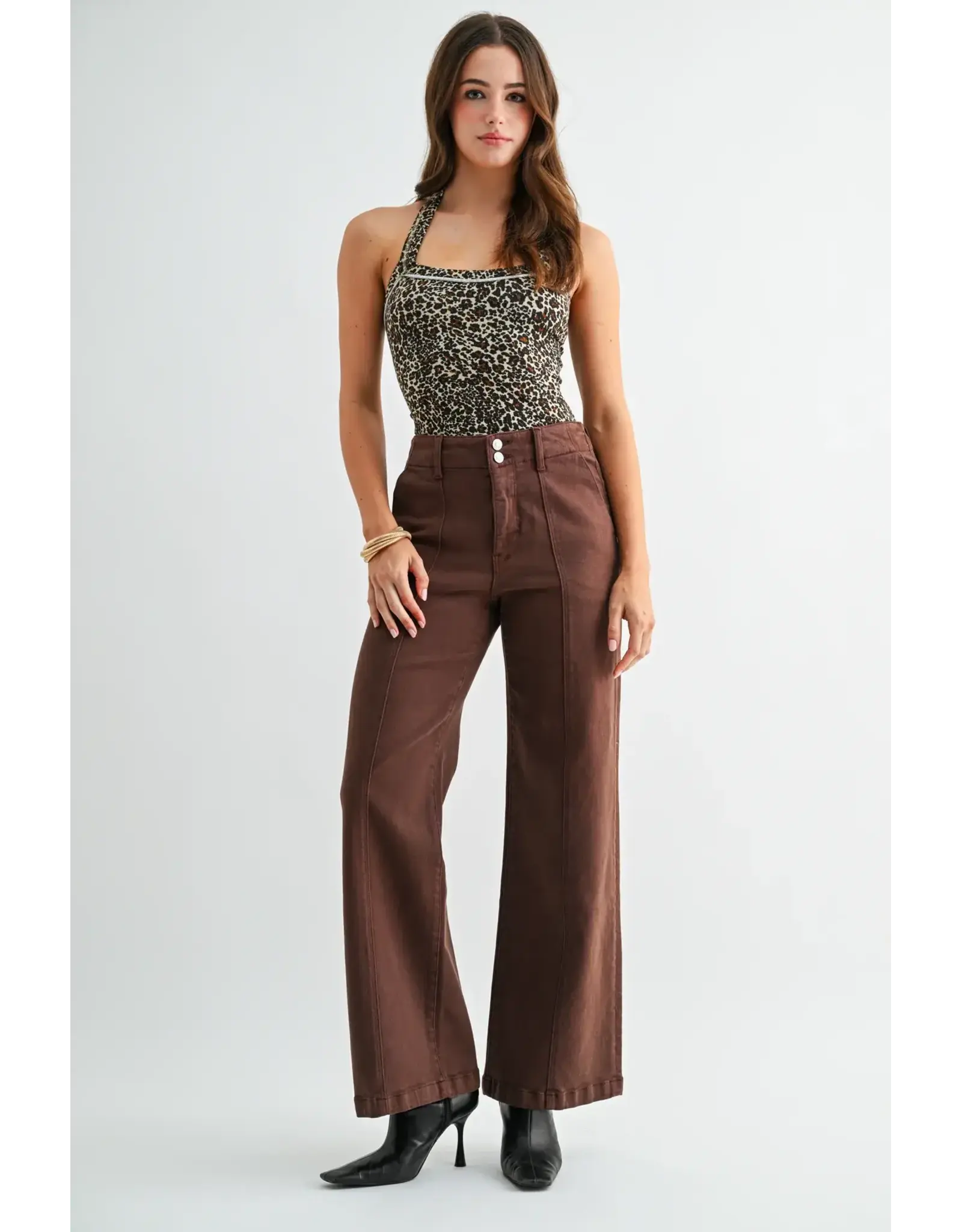Maria High-Rise Tummy Tuck Seamed Front Jeans Brown