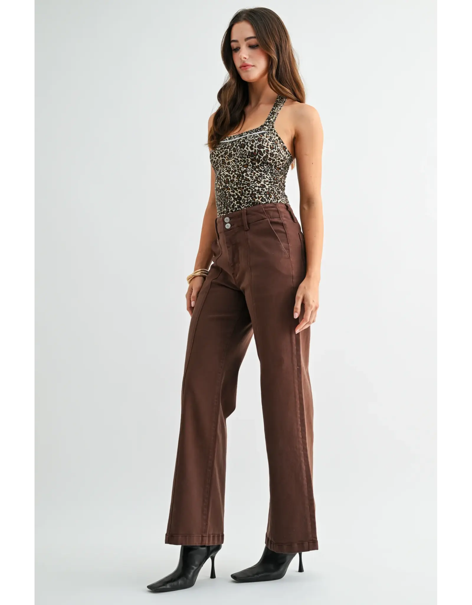 Maria High-Rise Tummy Tuck Seamed Front Jeans Brown