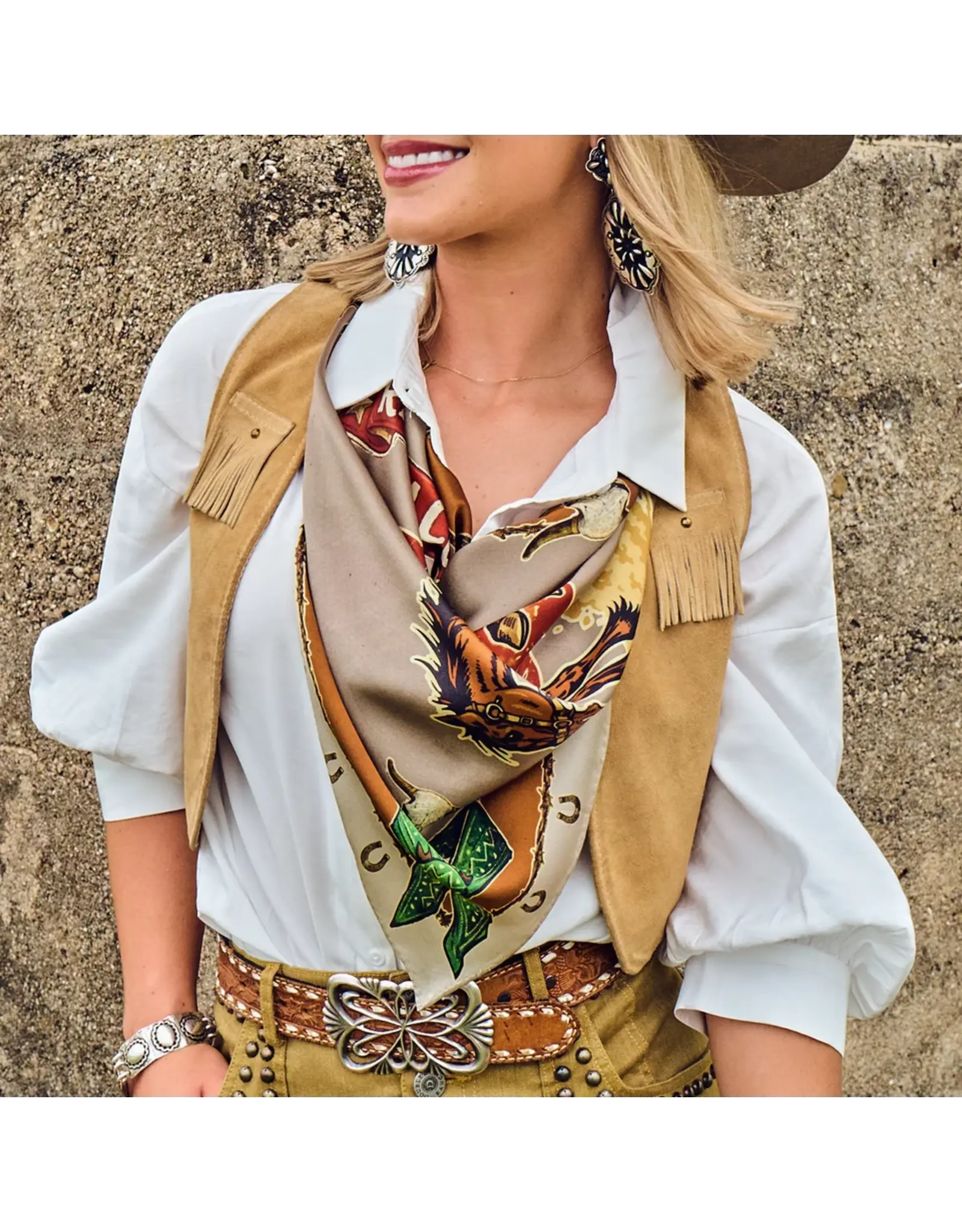 Fringe Scarves Fringe Ride 'Em Cowboy Shorty Brown