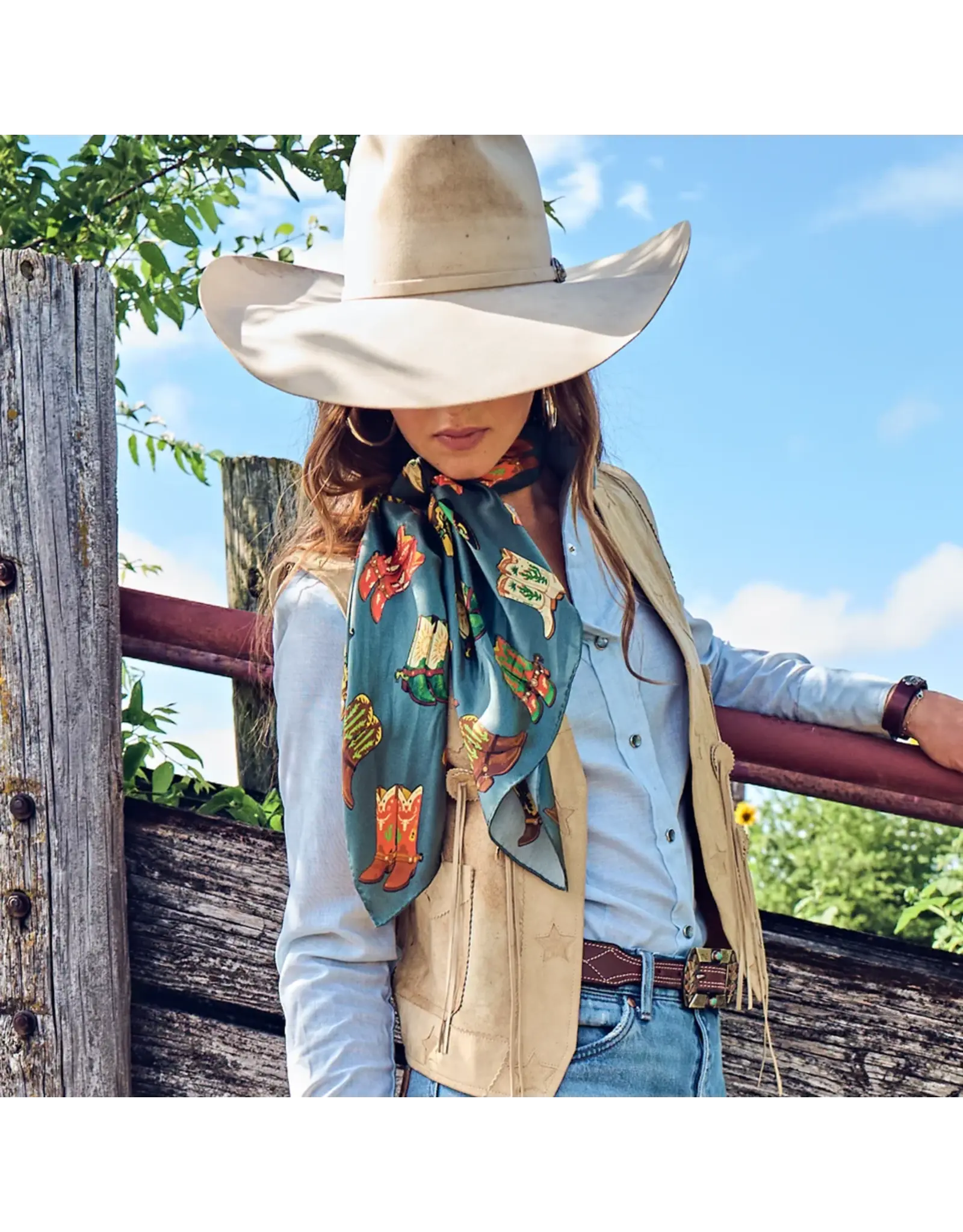 Fringe Scarves Fringe Hot Heels Shorty Chambray