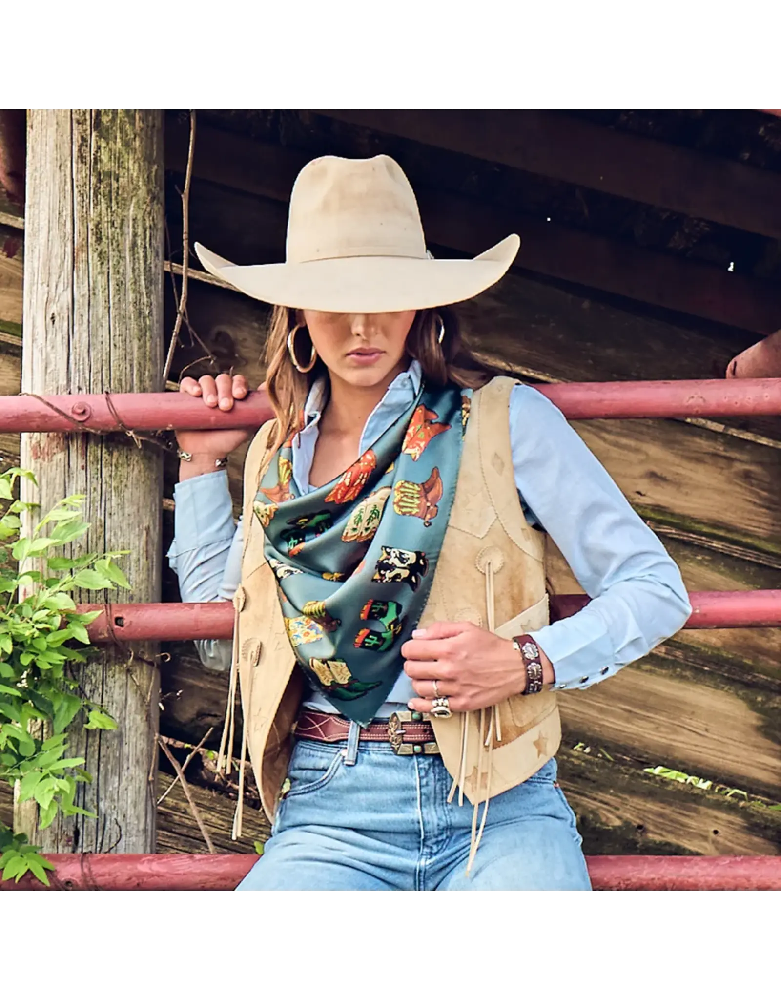 Fringe Scarves Fringe Hot Heels Shorty Chambray