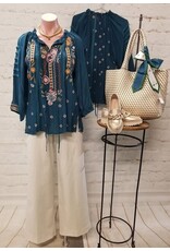 Kyla Seo Hazel Peasant Blouse Dark Teal