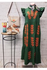 Savannah Applique Midi Dress Green