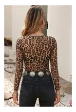 Lilitn Leopard Mock Neck Mesh Top