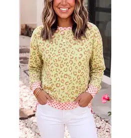 Twyla Leopard Pink Polka Dot Top
