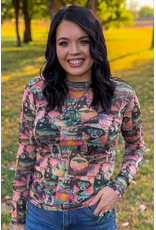 Cosmic Cowgirl Long Sleeve Mesh Top