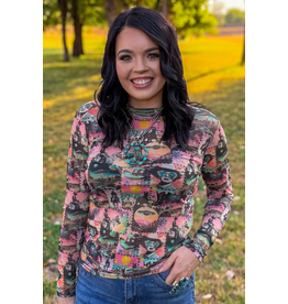 Cosmic Cowgirl Long Sleeve Mesh Top
