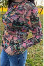 Cosmic Cowgirl Long Sleeve Mesh Top