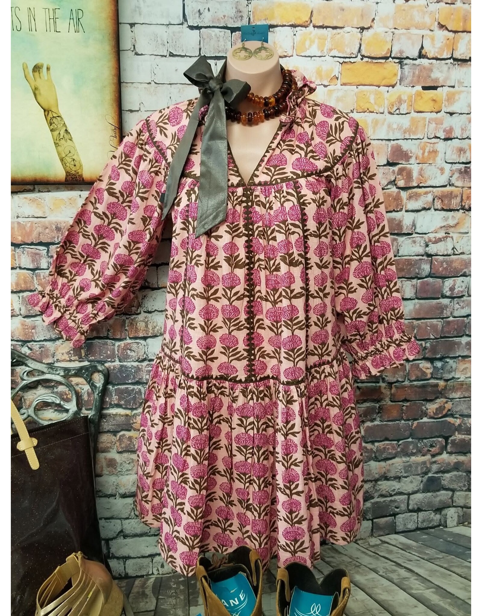 Uncle Frank Uncle Frank Ruffle Collar Dress with Blanket Stitch