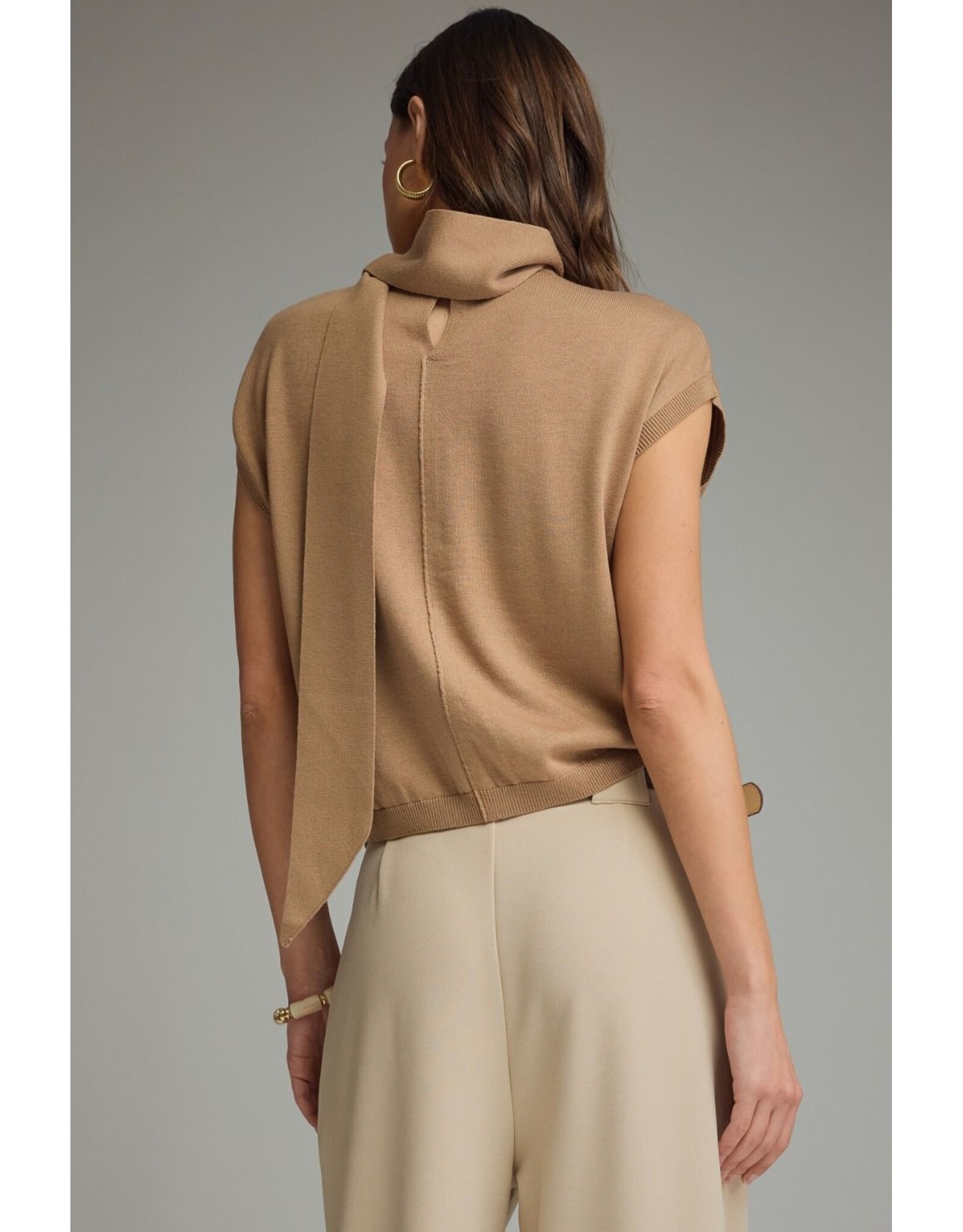 Sabine Scarf Tie Camel Sweater