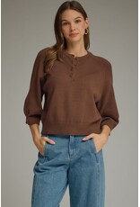 Sheila 3/4 Sleeve Brown Sweater