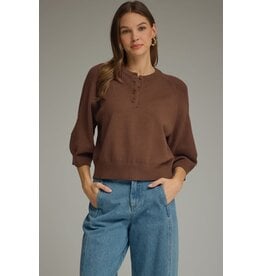 Sheila 3/4 Sleeve Brown Sweater