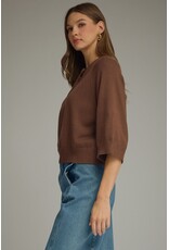 Sheila 3/4 Sleeve Brown Sweater