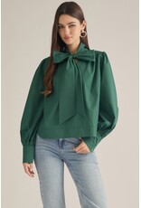 Serena Neck Tie Hunter Green Top