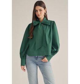 Serena Neck Tie Hunter Green Top
