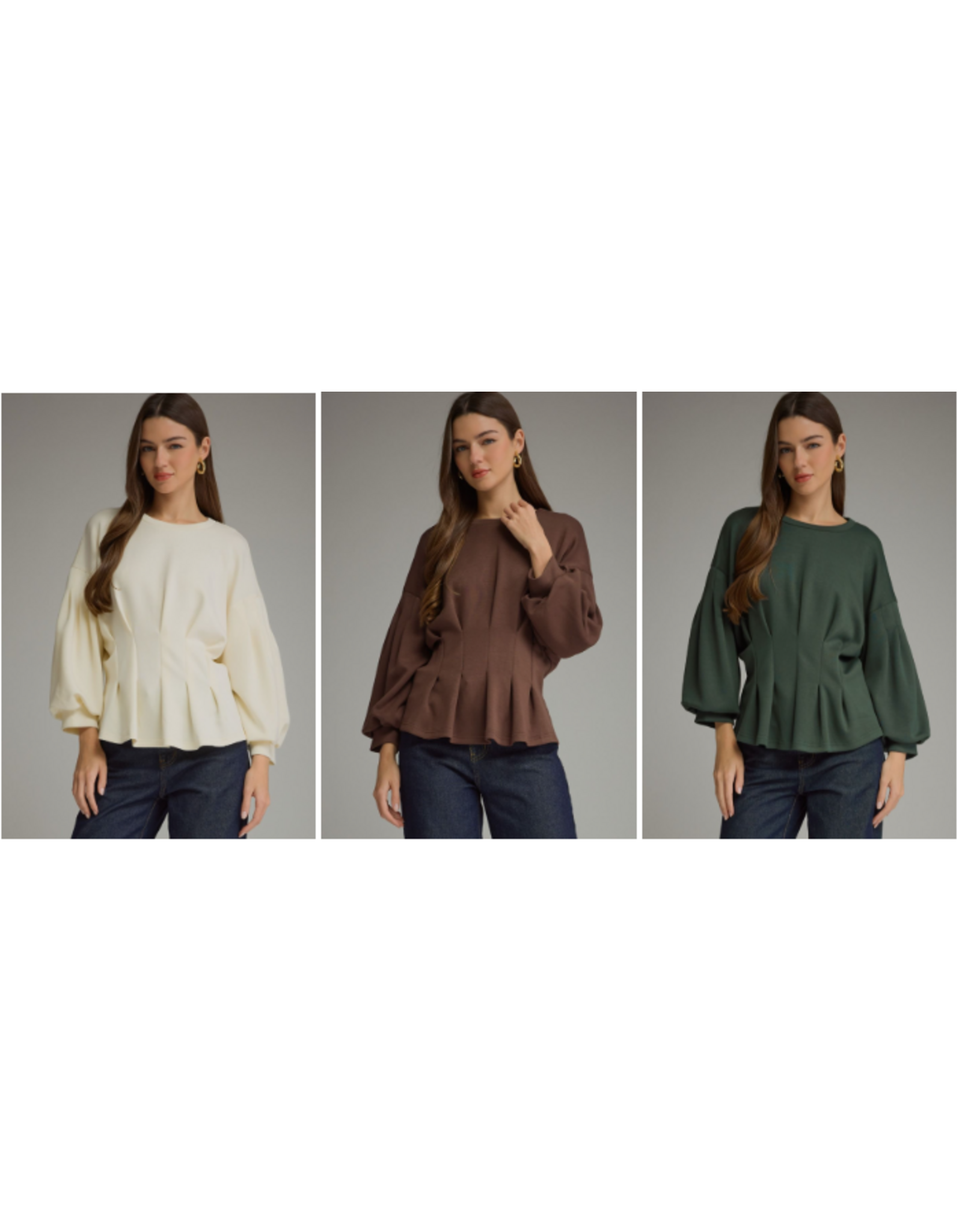 Saylor Solid Pleated Waist Top
