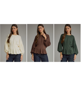 Saylor Solid Pleated Waist Top
