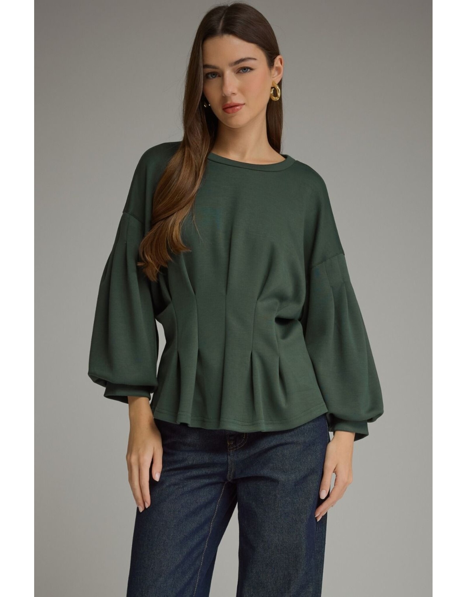 Saylor Solid Pleated Waist Top